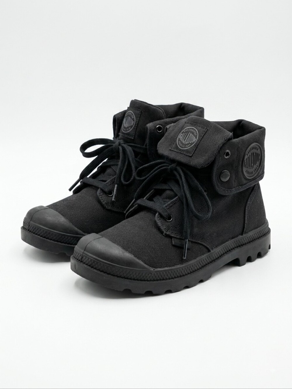 Palladium Kids' Black Canvas Fold-Over High Top Sneakers Usa 9